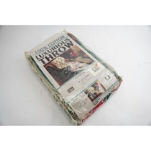 Crown Crafts Throw Blanket Unisex 48x60 Green Holly Festival Cotton Tapestry NEW